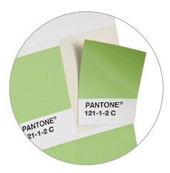 Karty wzornika PANTONE Plus Series Solid Chips zawierają po sześć odłączanych próbek